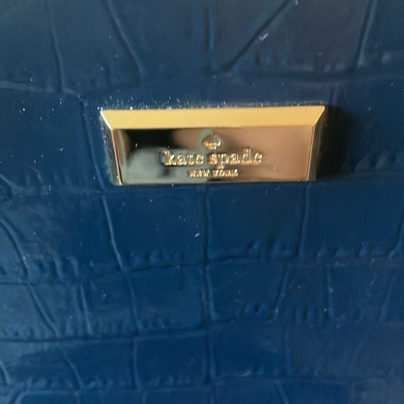 Kate Spade: Elissa Bristol Drive Croc Embossed Tote Bag- Petrol Blue - Picture 2 of 16